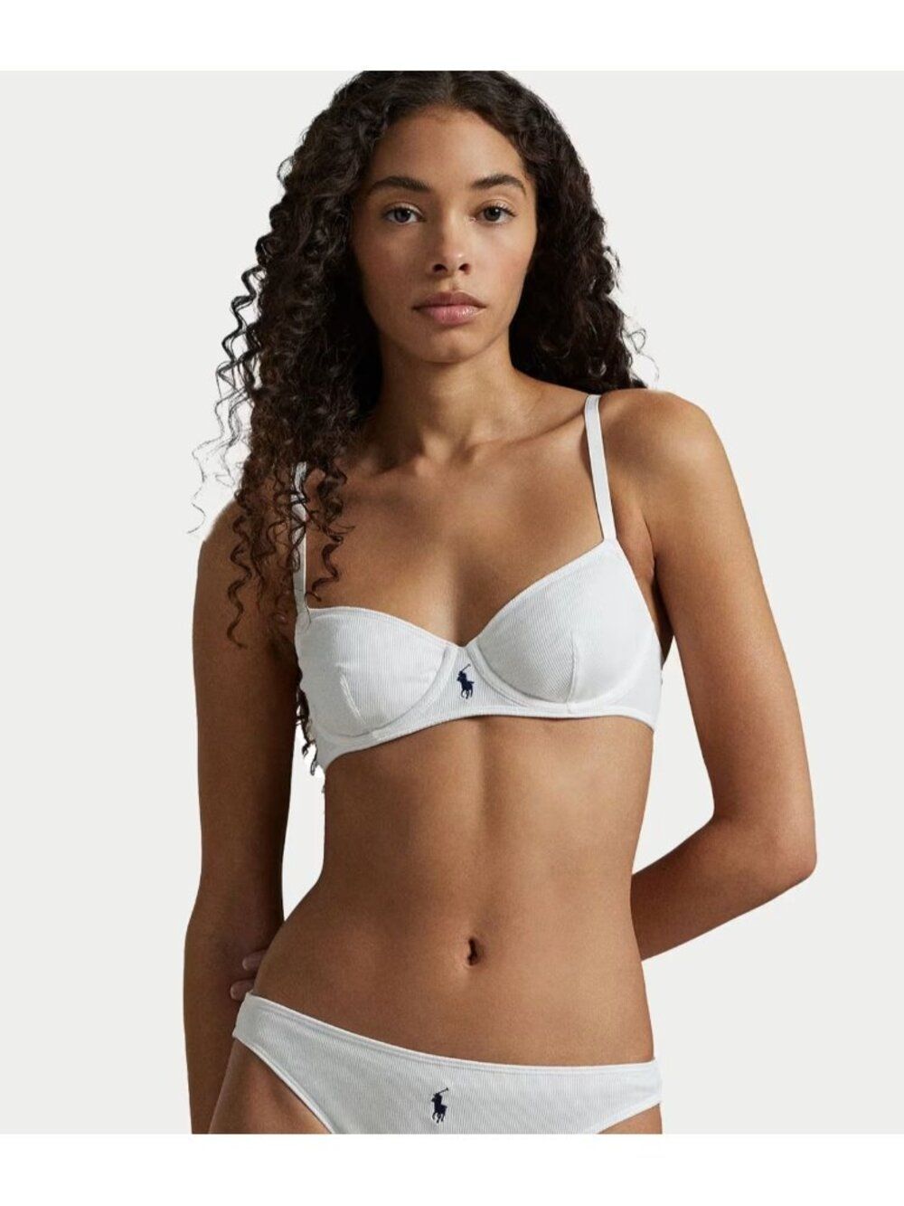 Polo RALPH LAUREN Modern Rib Demi Bra White Cloud Size 36 D NWT $78